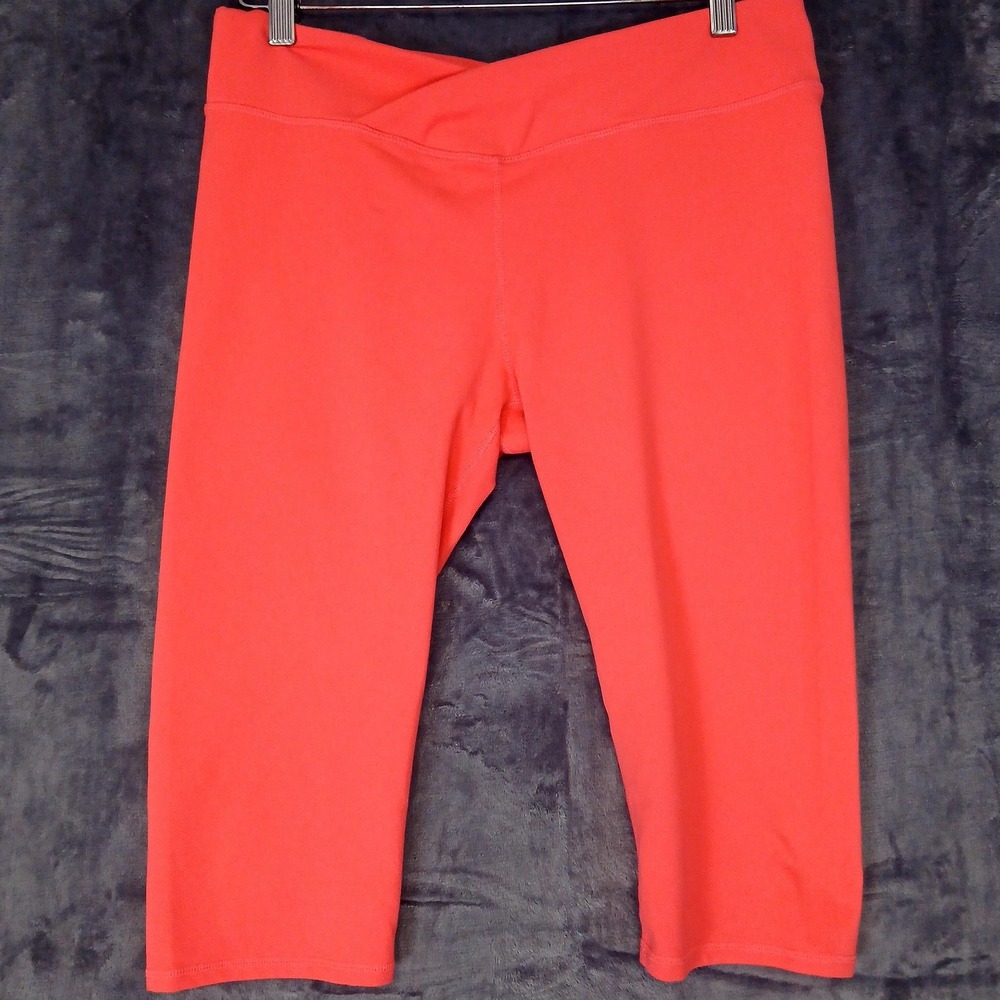 Fabletics‎ Leggings Womens Large Coral Capri Cropped Crossover Waist Yoga Gym